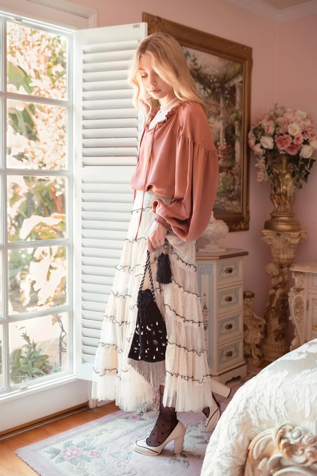 Satin Peasant Top