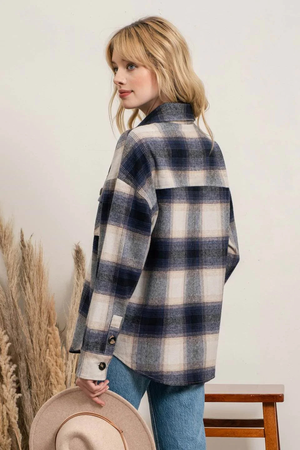 Button Up Plaid Shacket