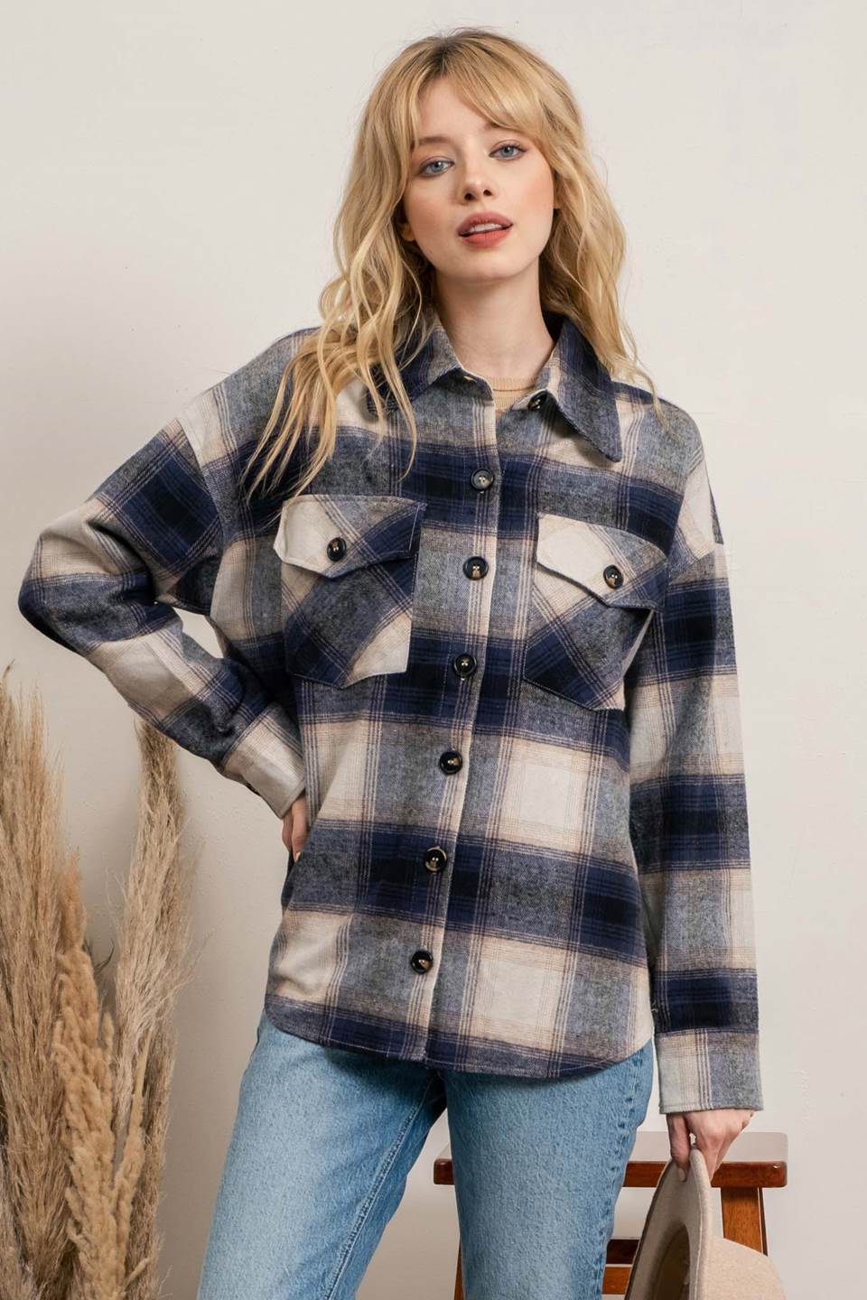 Button Up Plaid Shacket