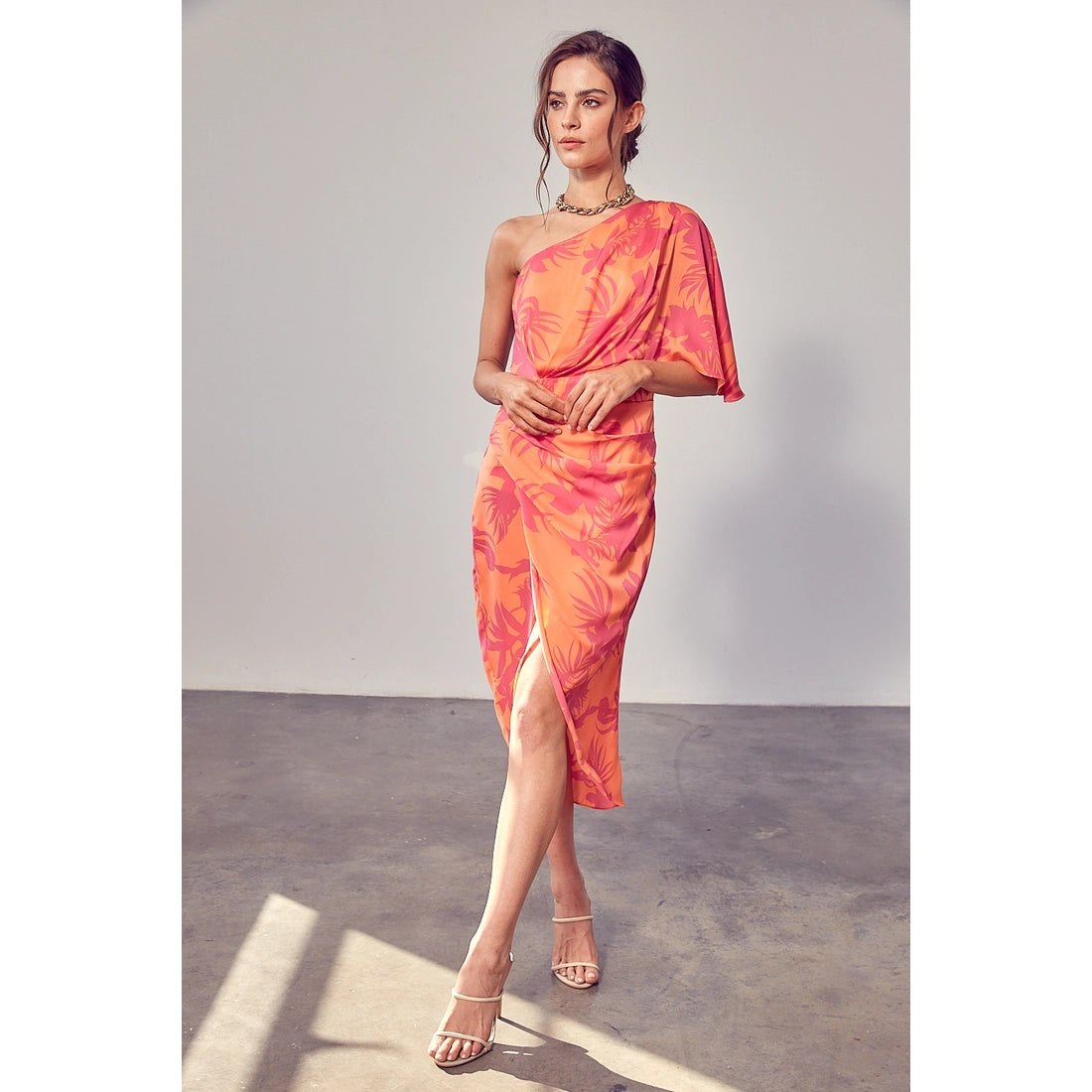 Papaya Floral Dress