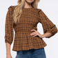 Plaid Smocked Top
